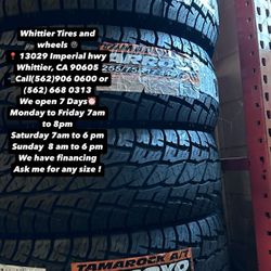 SET OF NEW TIRES, 255/75R17 ARROYO AT  SET OF FOUR NEW TIRES, INCLUDING MOUNTING AND BALANCING. ASK ME FOR ANY SIZE OR BRAND,  LLANTAS NUEVAS