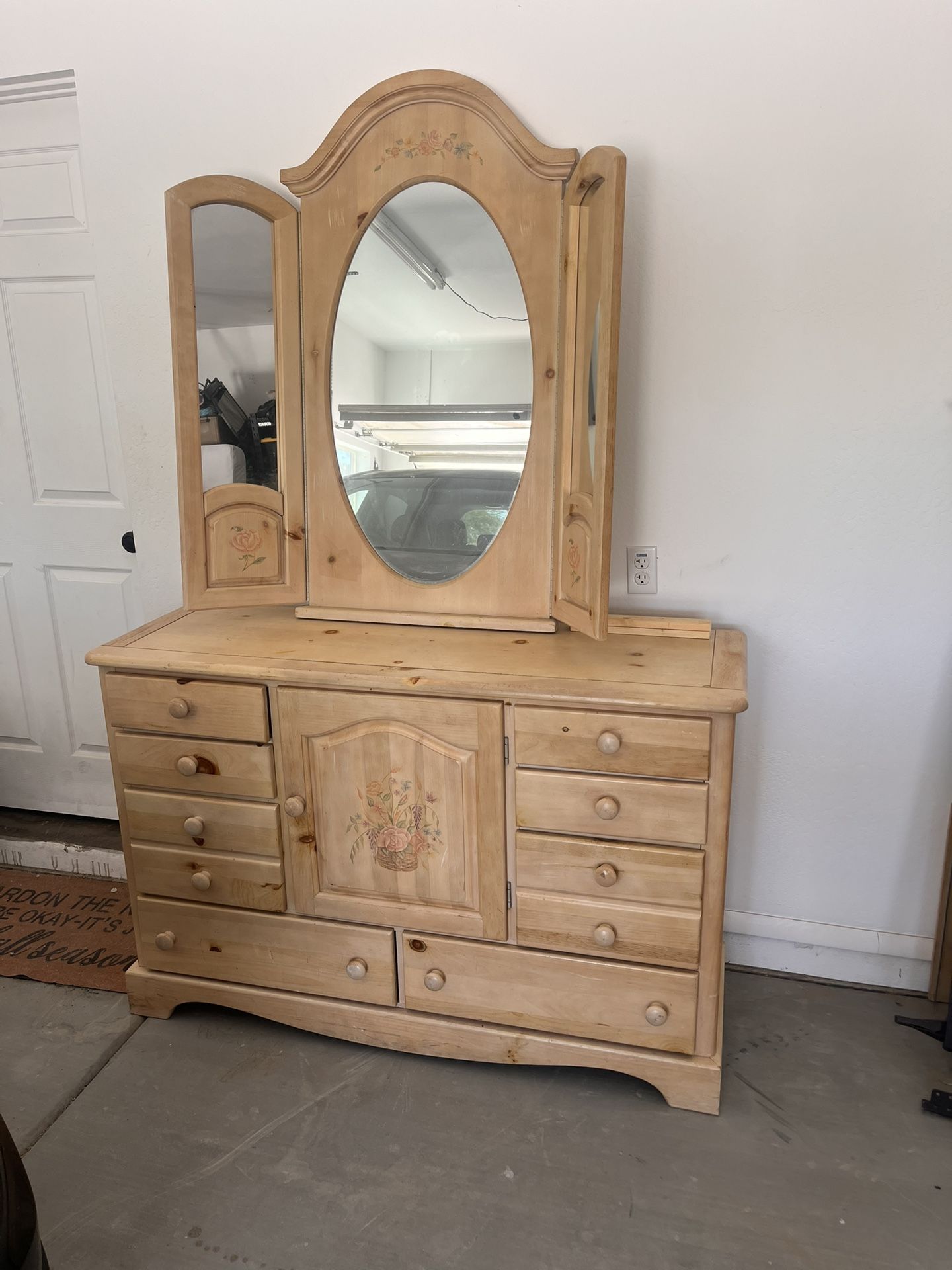 Wood Dresser With Mirror