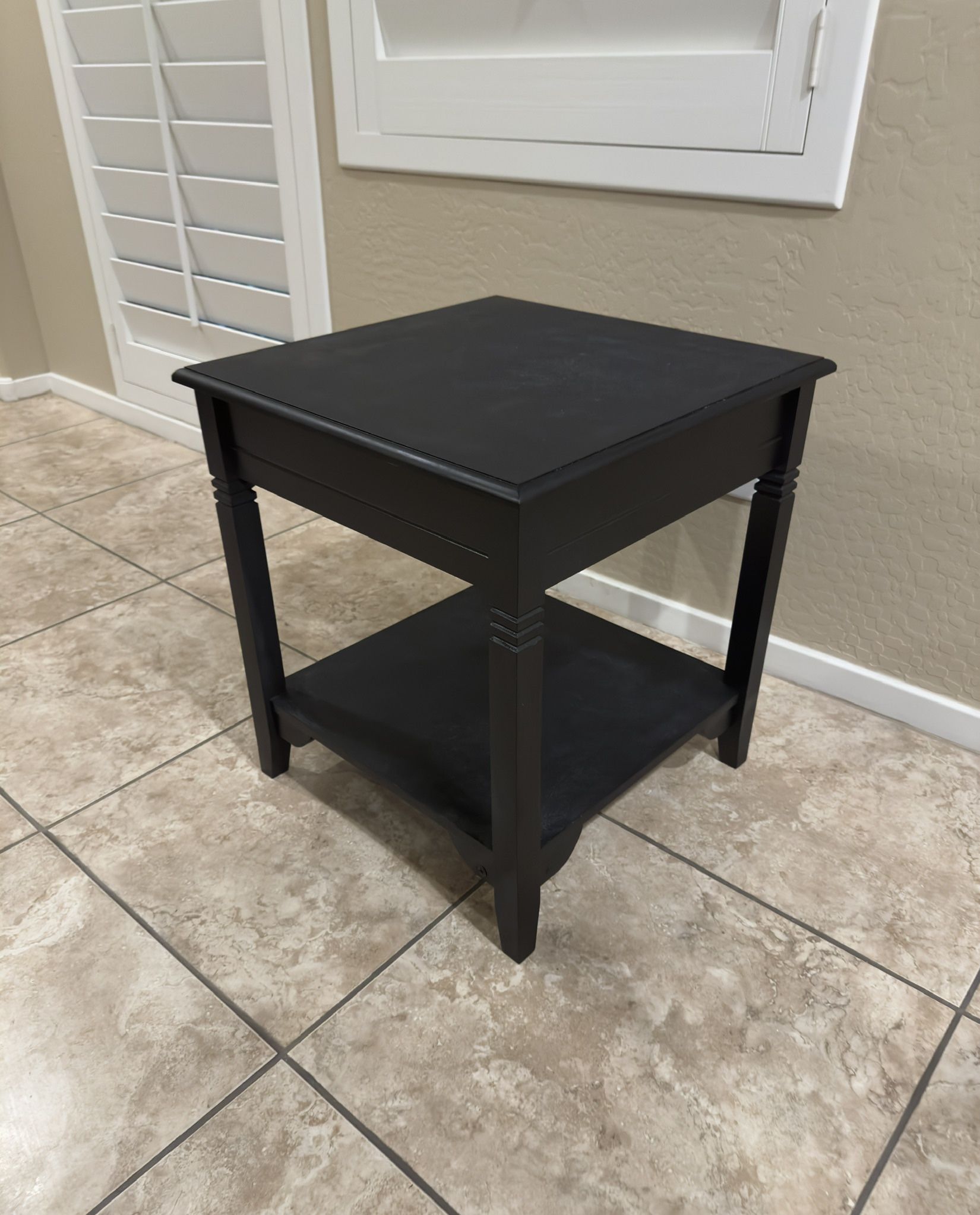 Large Black Wood End Side Table