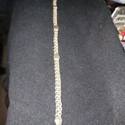 Fine Sterling Silver And Gold Heart, 8 Inches Long