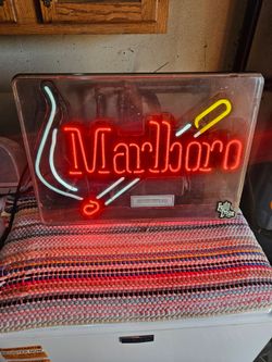 Marlboro Neon Sign with Cigarette Graphic