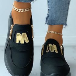 Letter Zip Wedge Sneaker