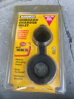 Marinco 150BBI On-Board Charger Inlet 15A 125V Bass Boat Power Port Black $20 Firm on Price