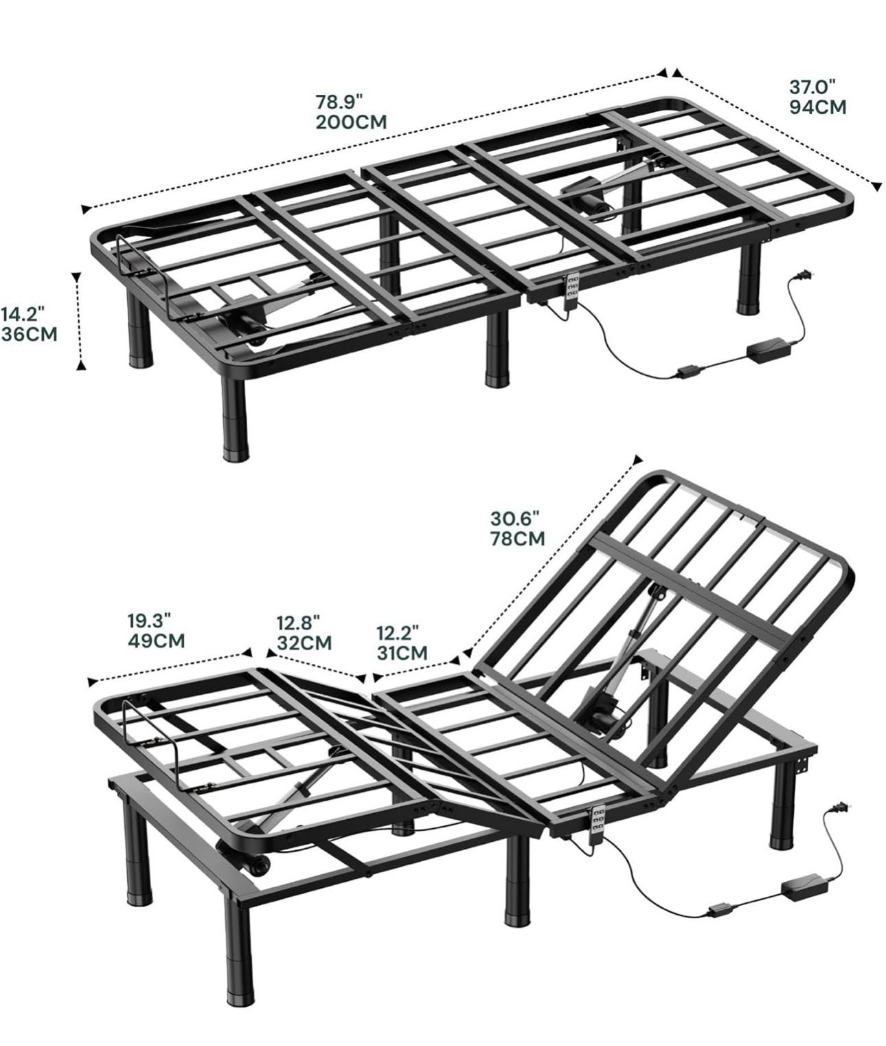 Adjustable Bed Frame,wired Remote Control, Twin XL