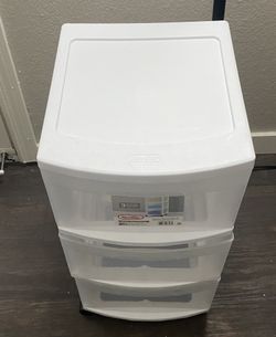 Sterilite 3-drawer plastic storage organizer-White/Clear