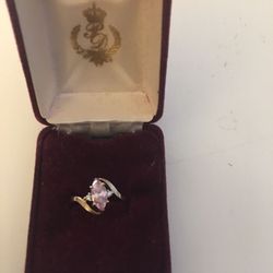 Diamond and Pink Sapphire Ring in 10K Gold