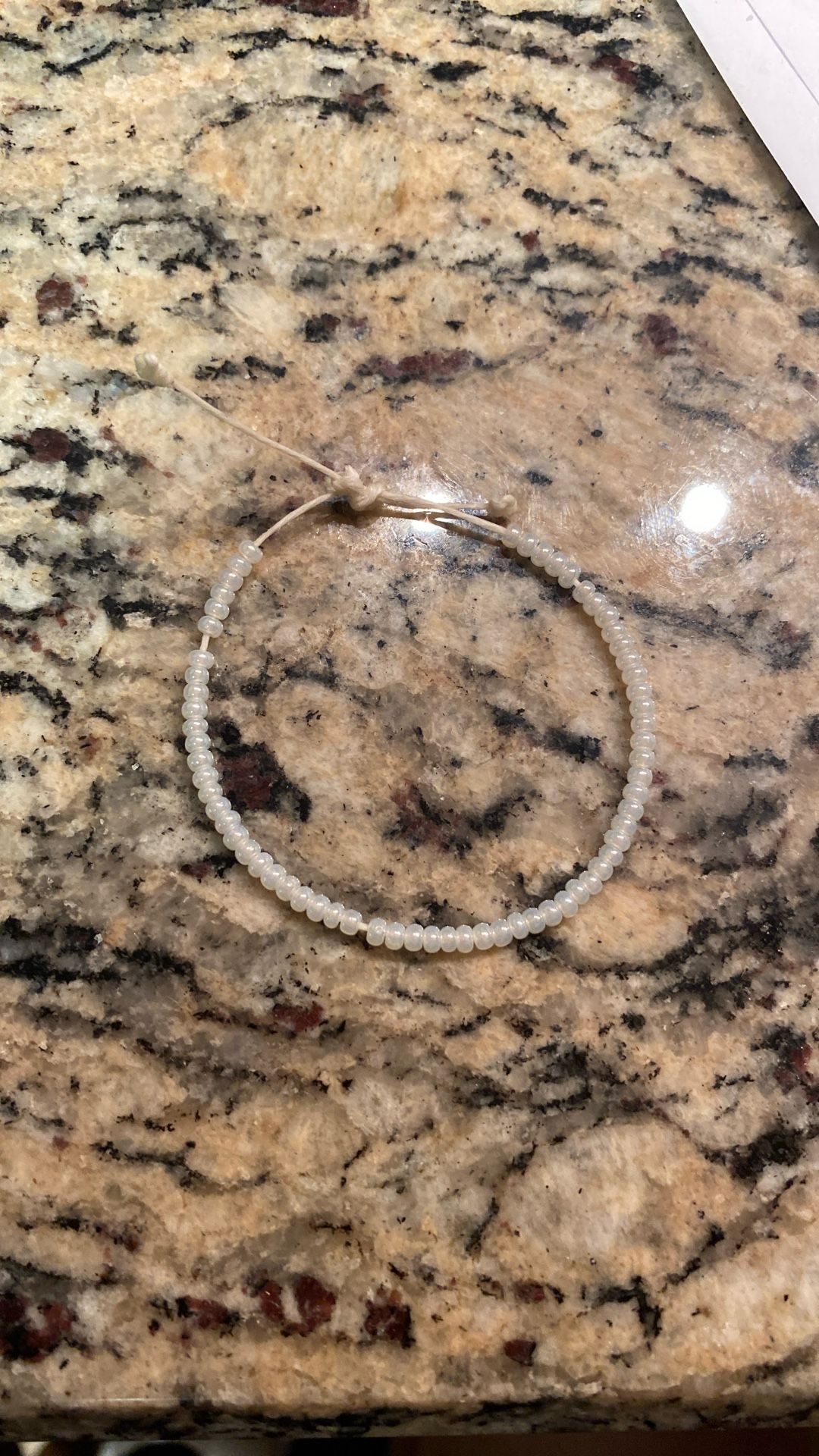 Shiny White Seed Bead Adjustable Bracelet
