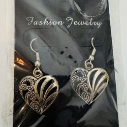 Silver Heart Dangle Earrings NEW $10 