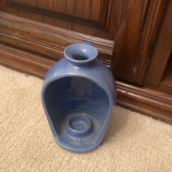 Blue Pottery Open Jug Candle Holder