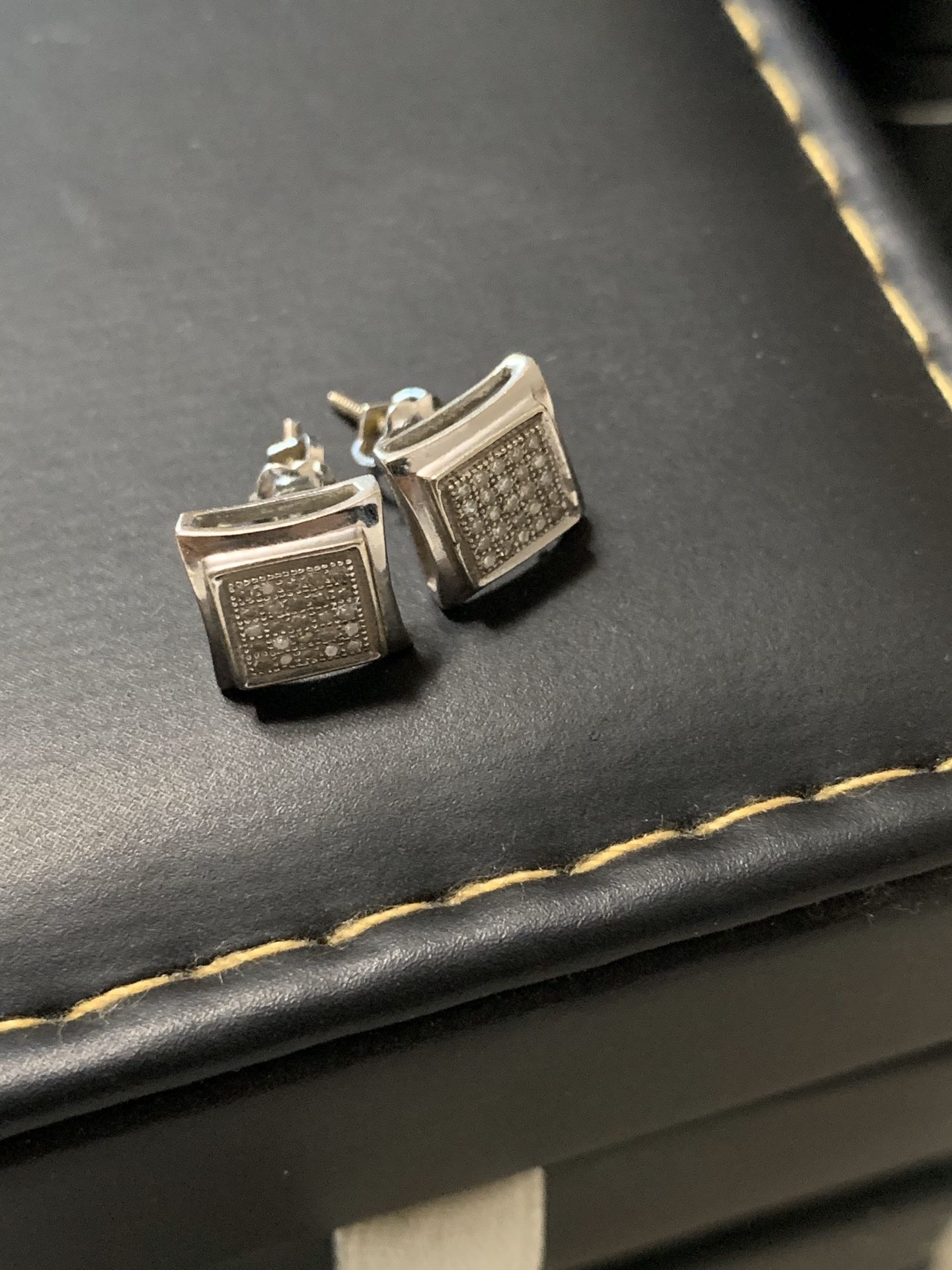 Diamond Earrings Hip Hop Style Sterling Silver and Real Diamonds. Worth over $400 Screw Backs