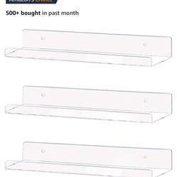 Clear Acrylic Shelf 15" Invisible Floating Wall Ledge (15 Inch 3Pack) 