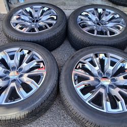 2025 OEM ORIGINAL TAKEOFFS GMC SIERRA DENALI ULTIMATE 22 INCH HAVE TPMS SENSORS TIRES BRIDGESTONE 90 % $ 1799  