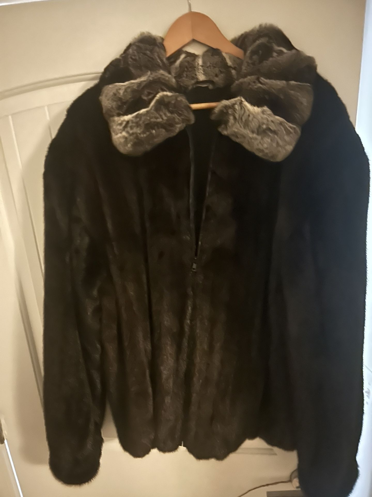 100% Authentic Fur With Mink Collar  Sz 2x 