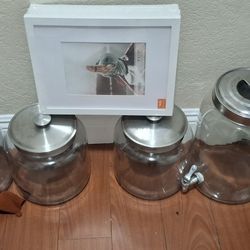 4 Glass Jars And 5 Picture Frames For Wall Mount Only