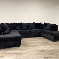 411 - Black Sectional 🖤🌼Furniture Livingroom Couch Sofa 