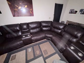 Large Brown Sectional Couch w/ Recliners & Cup Holders – $150 OBO