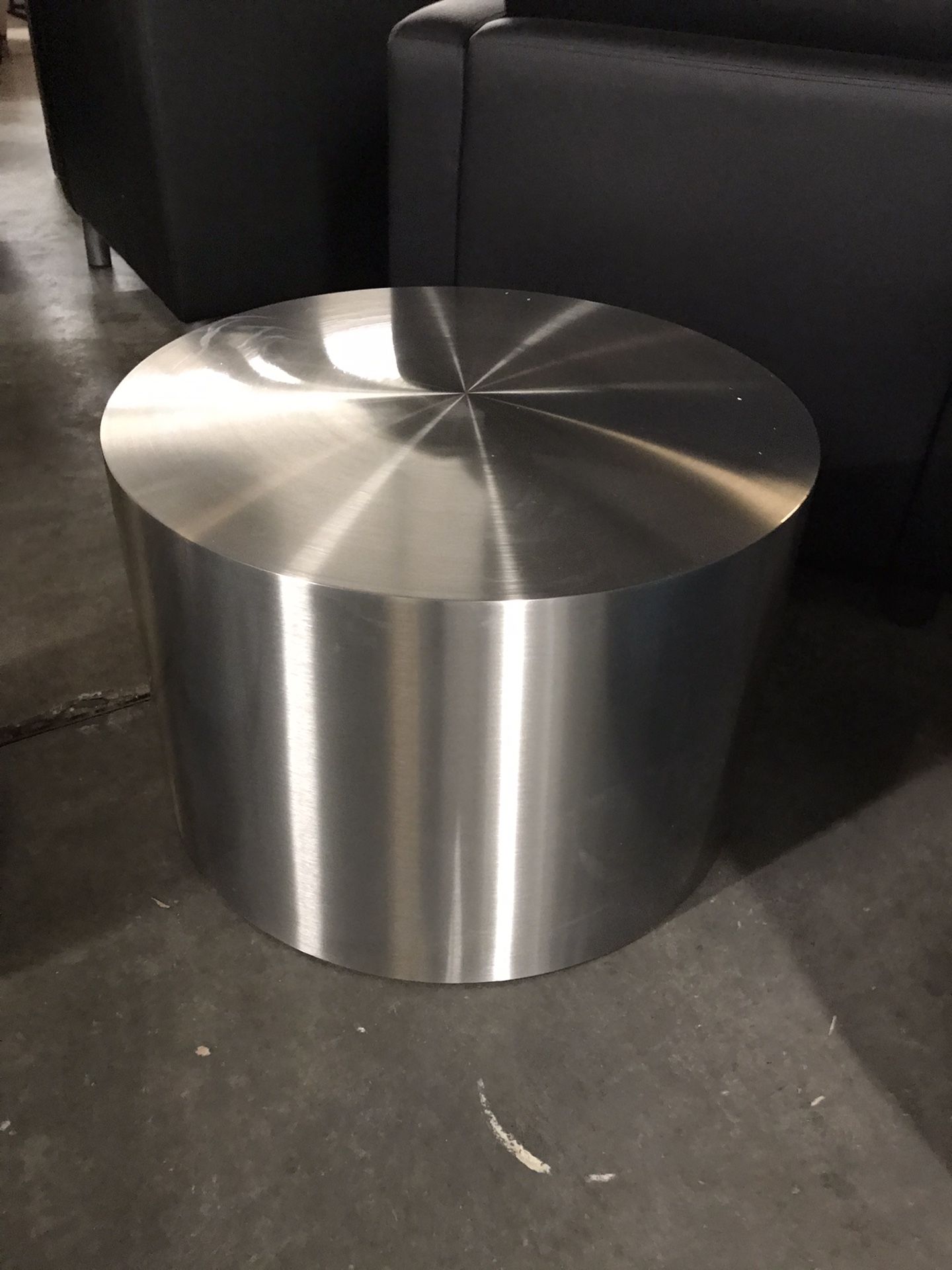 Brushed steel orb accent table