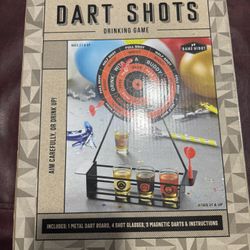 Game Night Shot Glass Dart Set | Adult Drinking Game with Tabletop Dart Board, 4 Plastic Magnetic Darts & 4 Durable Shot Glasses