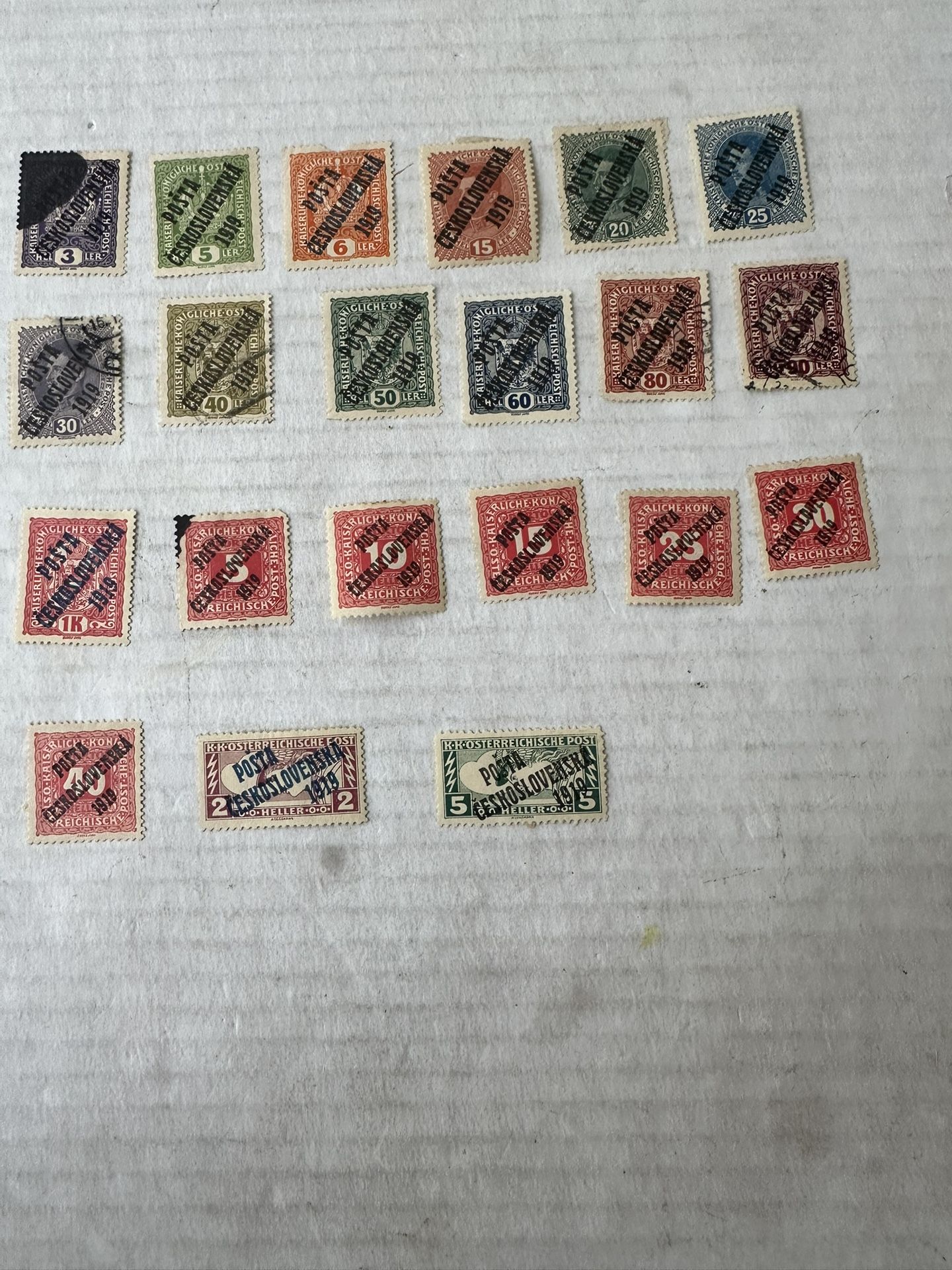 1919 Czechoslovakia Overprint Used Collection Of 31 Stamps 
