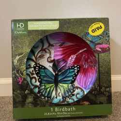 HD Designs Outdoor Hand-painted Butterfly Birdbath
