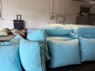 New Large Turquoise Fabric Sectional Sofa
