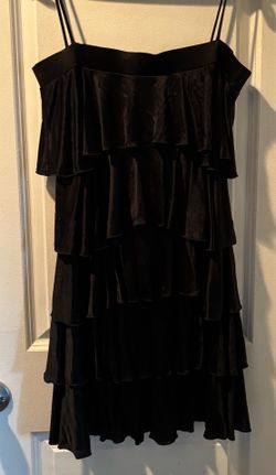 Black Spaghetti Strap Short  Ruffle Dress by Guess Authentic  Near New Size L