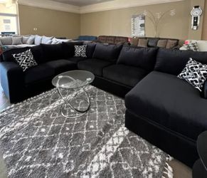 🖤JUST IN!!! Beautiful BLACK Living Room Sectional Chaise SOFA COUCH $10 DOWN