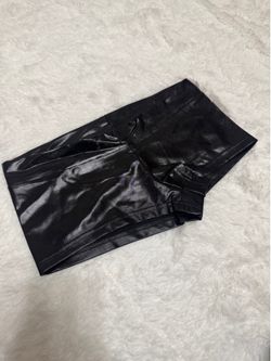 New large black metallic stretchy booty shorts festival rave biker hipster
