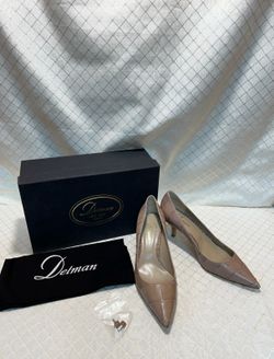Delman Oak  Croco embossed Print leather pumps Size 7.5 D-BELLE  RETAIL $398 NIB
