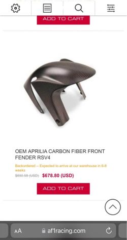 APRILIA OEM CARBON FIBER FRONT FENDER - RSV4 / RR-RF-TUONO
