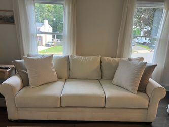 Like-New Living Spaces Sofas – Cream Color – Excellent Condition