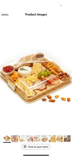 Combler Charcuterie Boards, Bamboo Charcuterie Board with Lid, Cheese Board with Buckle Locking, Sauce Grooves, Cutting Boards for Kitchen, House Warm