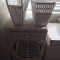 Wicker Night Stand or Magazine Rack or Garbage Can