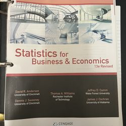 Statistic For Business And Economics 13e Revised