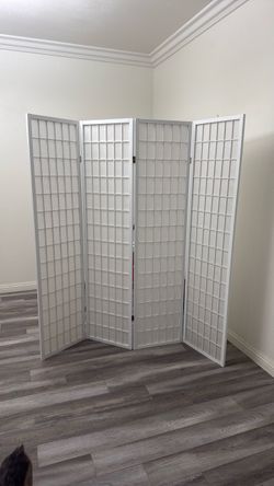 White 4-Panel Shoji Room Divider