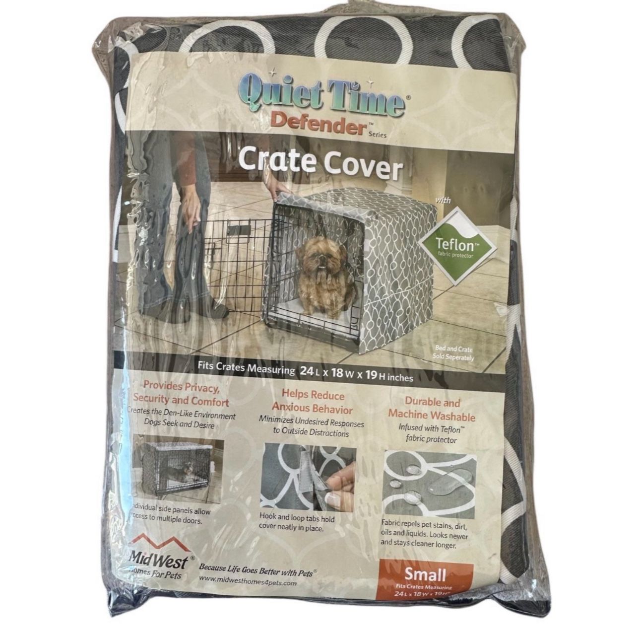 MidWest Quiet Time Defender Crate Cover Small 24x18x19 with Teflon Fabric Protector