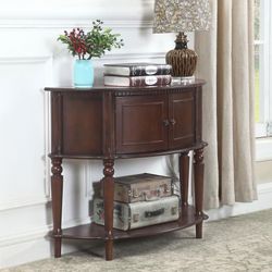 $120 Brenda 2-door Entryway Console Table In Demilune Shape - Cherry Brown Finish