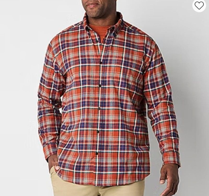 Mens Classic Fit Long Sleeve Flannel Shirt Size LTall New