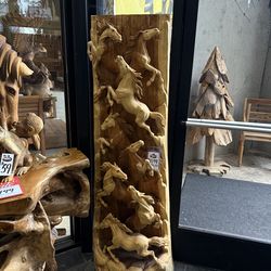 MEGA SALE! Solid Wood Horse Hand Carved Sculpture (Save $899)