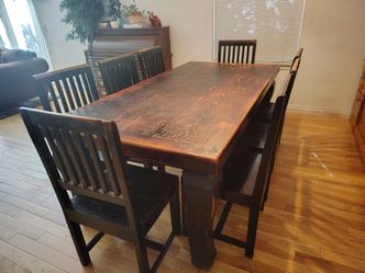 Farmhouse Reclaimed Wood Dining Table And 8 Chairs