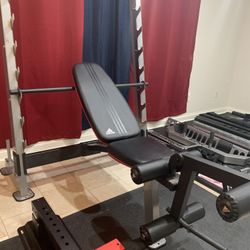 Like New Adidas Adjustable Weight Bench With Rack