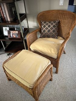 Pier 1 Wicker Chair + Ottoman