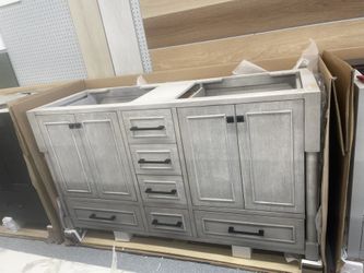 Bathroom vanity cabinet 60” solid mango Quartz top with sinks and backsplash 