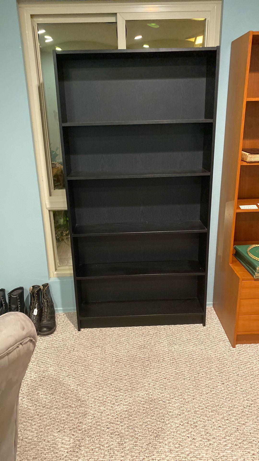 Black Painted Teak 69 1/2” Tall Book Shelf