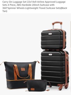 NEW CARRY ON LUGGAGE 4 PIECE SET 22 X 14 X 9