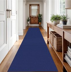 IOHOUZE Washable Runner Rug 2.6x12 Non Slip Extra Long Hallway Runner Entryway Runner Indoor, Kitchen Rugs Woven Cotton Floor Carpet for Hall Entrance