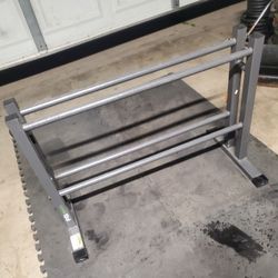 Dumbell Rack holds up to 450lbs
Base  is 19" Deep x 34.5" Wide. Below Retail Price