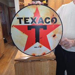 Vintage metal texaco gas station sign