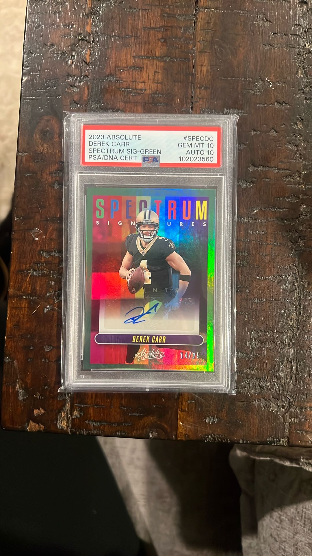 2023 Absolute Derek Carr Auto Spectrum green PSA 10 14/25 🔥