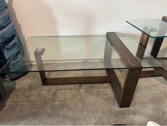 Modern Glass Coffee Table + Matching End Table